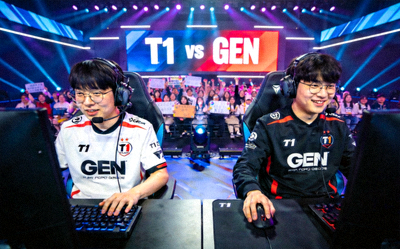 电竞比赛T1战队与GEN战队对决