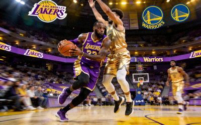 NBA湖人队与勇士队激烈对抗