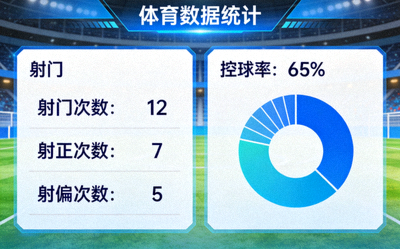 体育数据分析面板展示射门与控球率